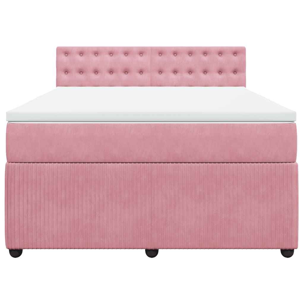 Boxspring met matras fluweel roze 140x200 cm
