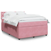 Boxspring 140x200 cm fluweel roze met matras