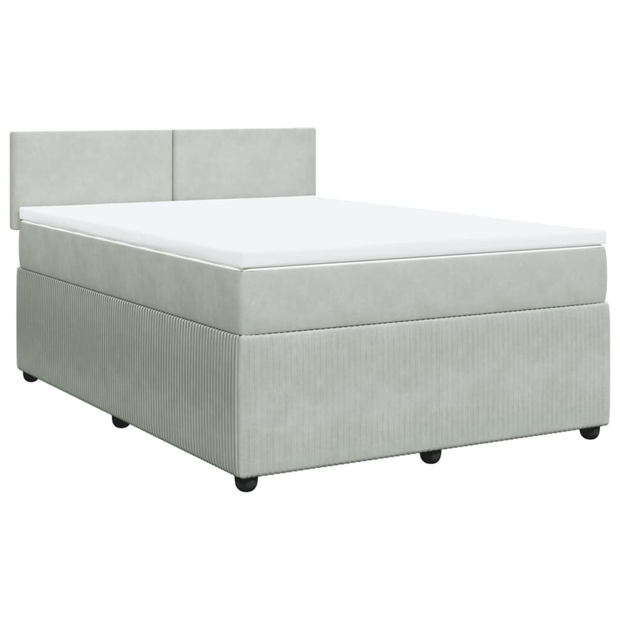 Boxspring met matras fluweel lichtgrijs 160x200 cm