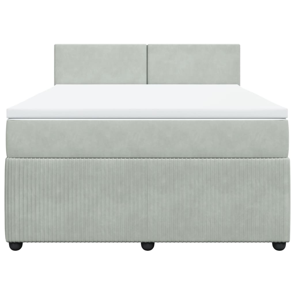 Boxspring met matras fluweel lichtgrijs 160x200 cm