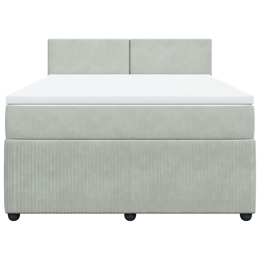 Boxspring met matras fluweel lichtgrijs 160x200 cm