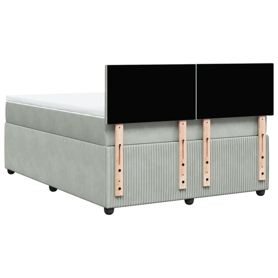 Boxspring met matras fluweel lichtgrijs 160x200 cm