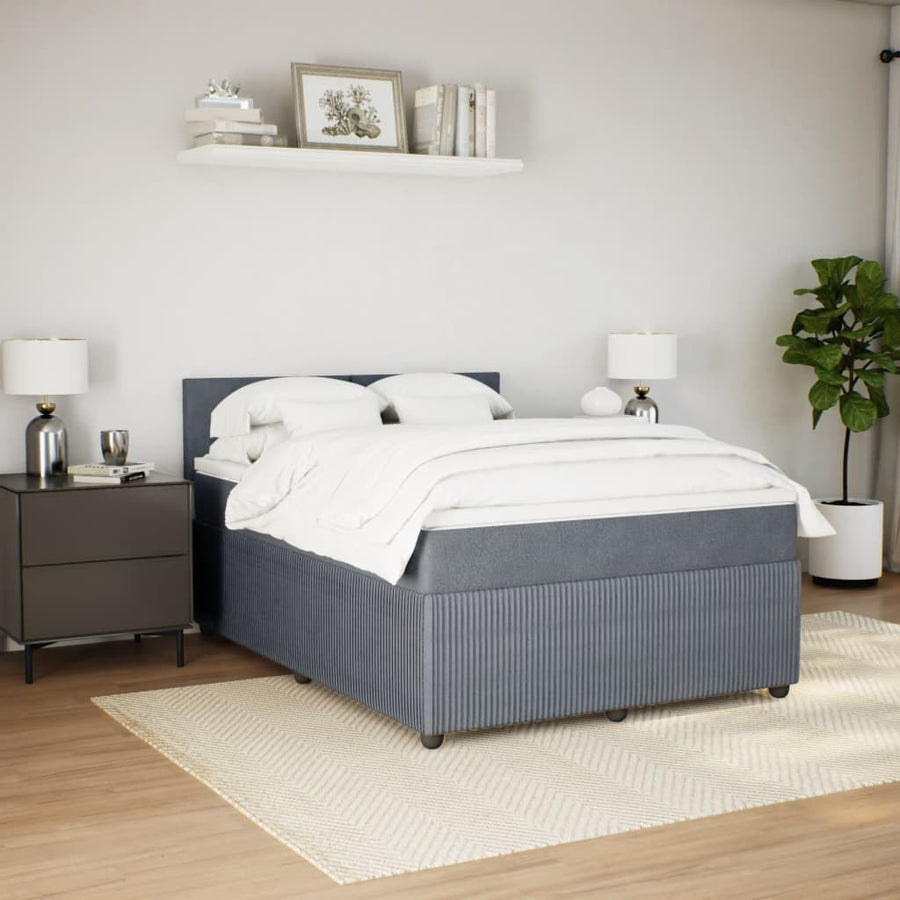 Boxspring met matras fluweel donkergrijs 160x200 cm