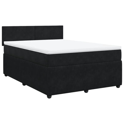 Boxspring met matras fluweel zwart 160x200 cm