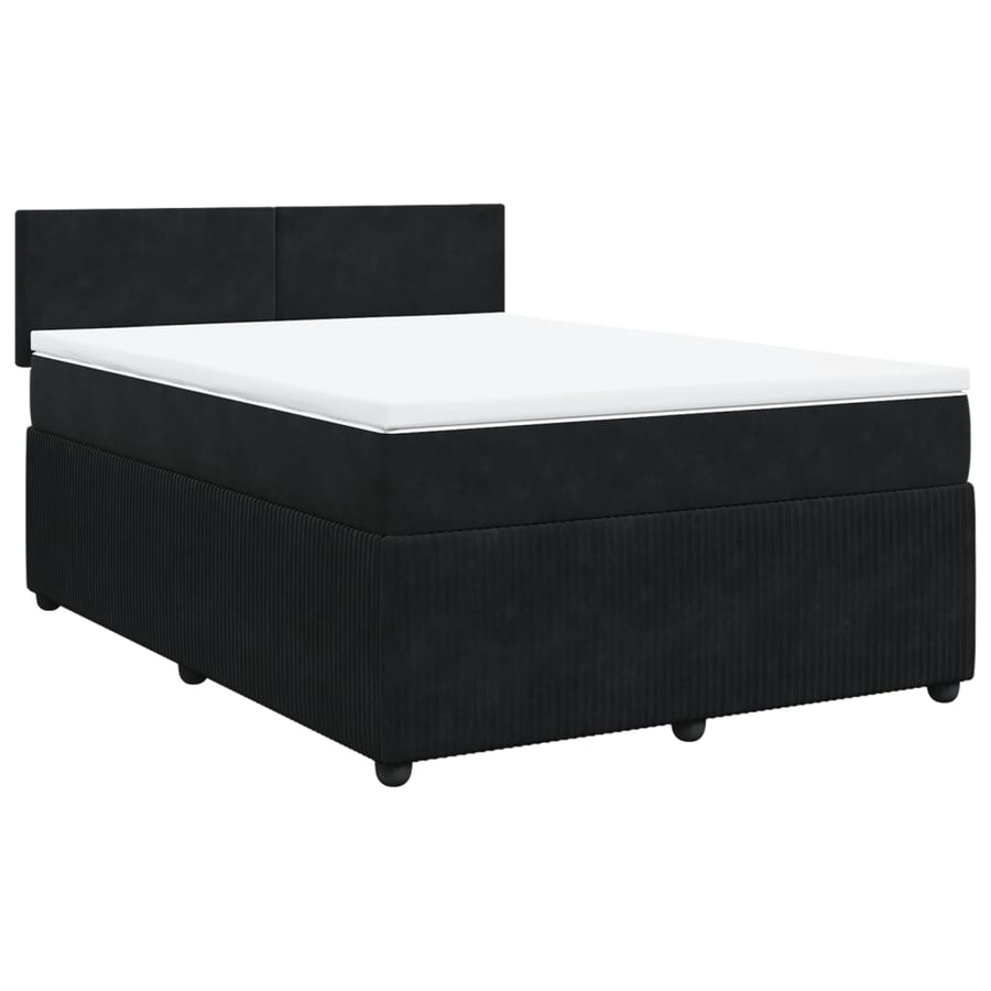 Boxspring met matras fluweel zwart 160x200 cm