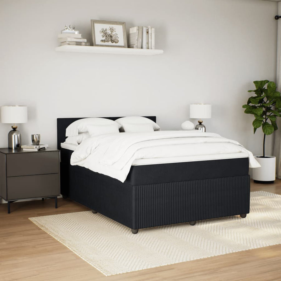 Boxspring met matras fluweel zwart 160x200 cm
