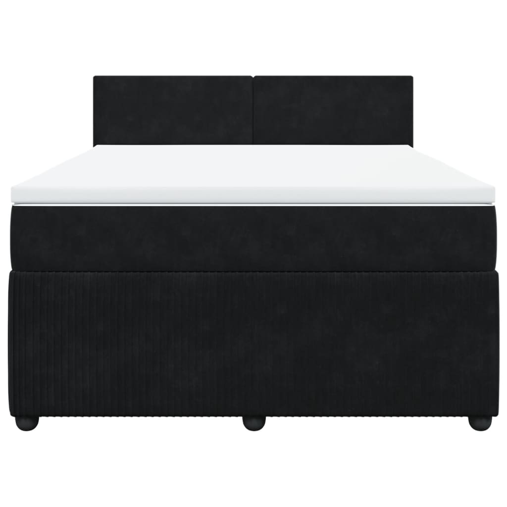 Boxspring met matras fluweel zwart 160x200 cm