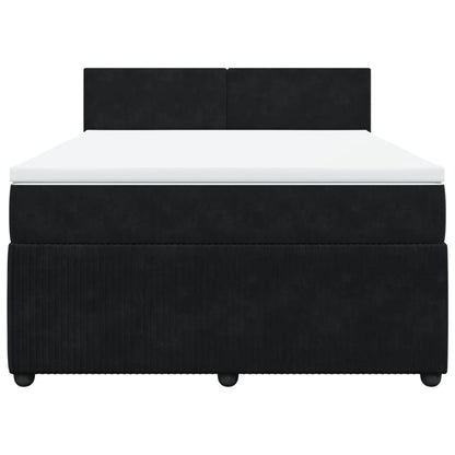 Boxspring met matras fluweel zwart 160x200 cm