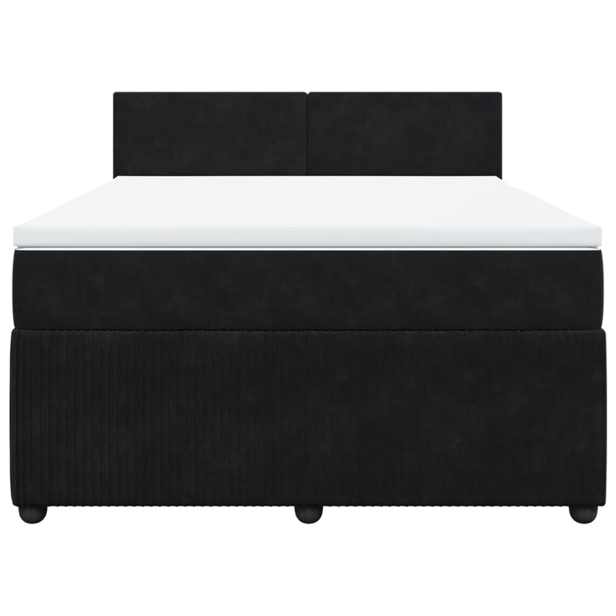 Boxspring met matras fluweel zwart 160x200 cm