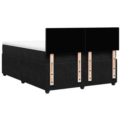 Boxspring met matras fluweel zwart 160x200 cm