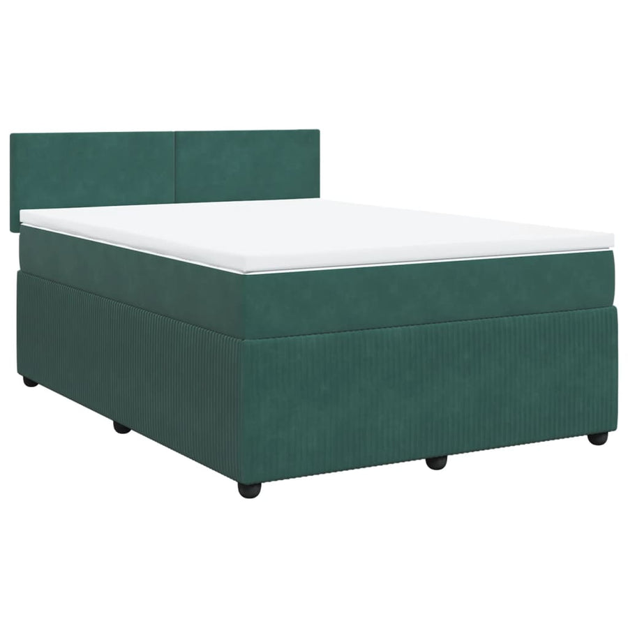 Boxspring met matras fluweel donkergroen 160x200 cm