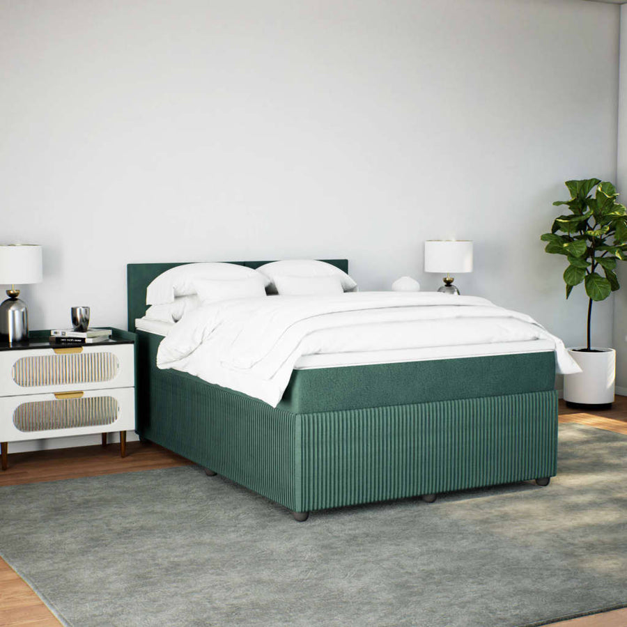 Boxspring met matras fluweel donkergroen 160x200 cm