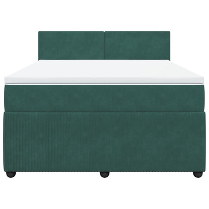 Boxspring met matras fluweel donkergroen 160x200 cm