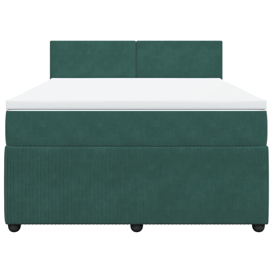 Boxspring met matras fluweel donkergroen 160x200 cm