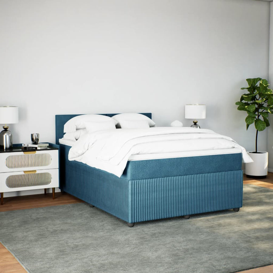 Boxspring met matras fluweel blauw 160x200 cm