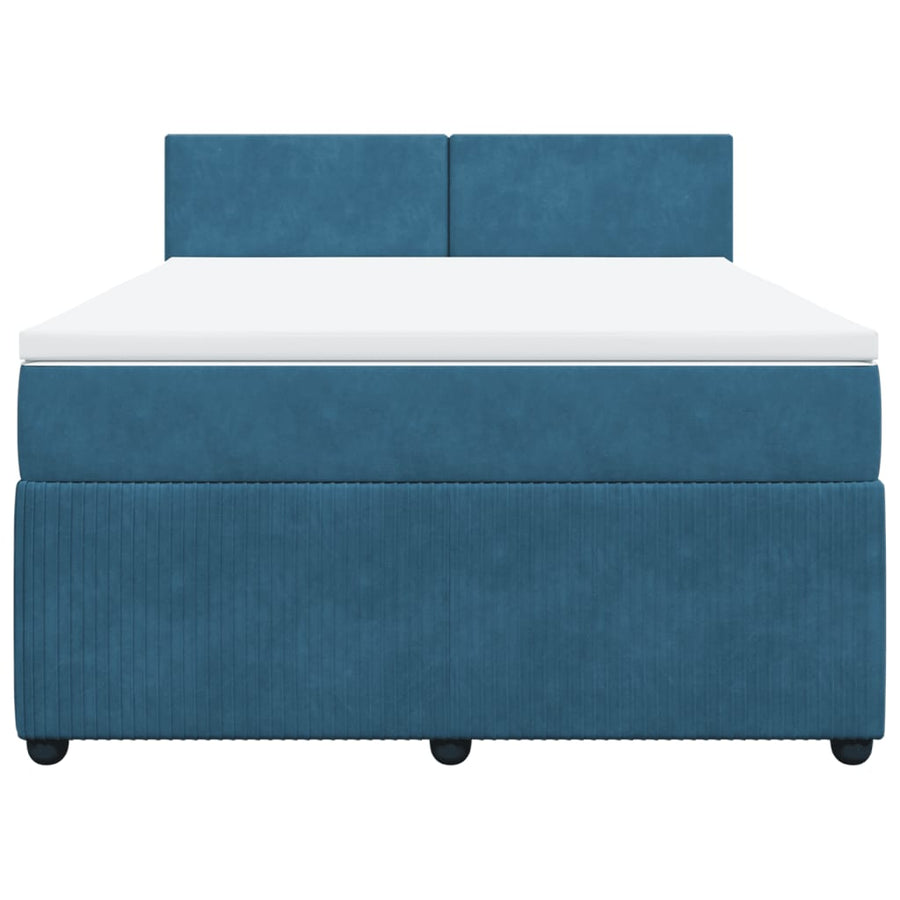 Boxspring met matras fluweel blauw 160x200 cm