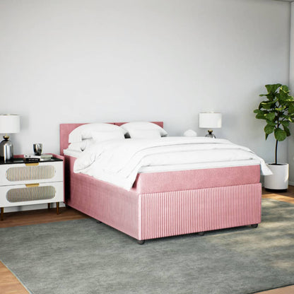 Boxspring met matras fluweel roze 160x200 cm
