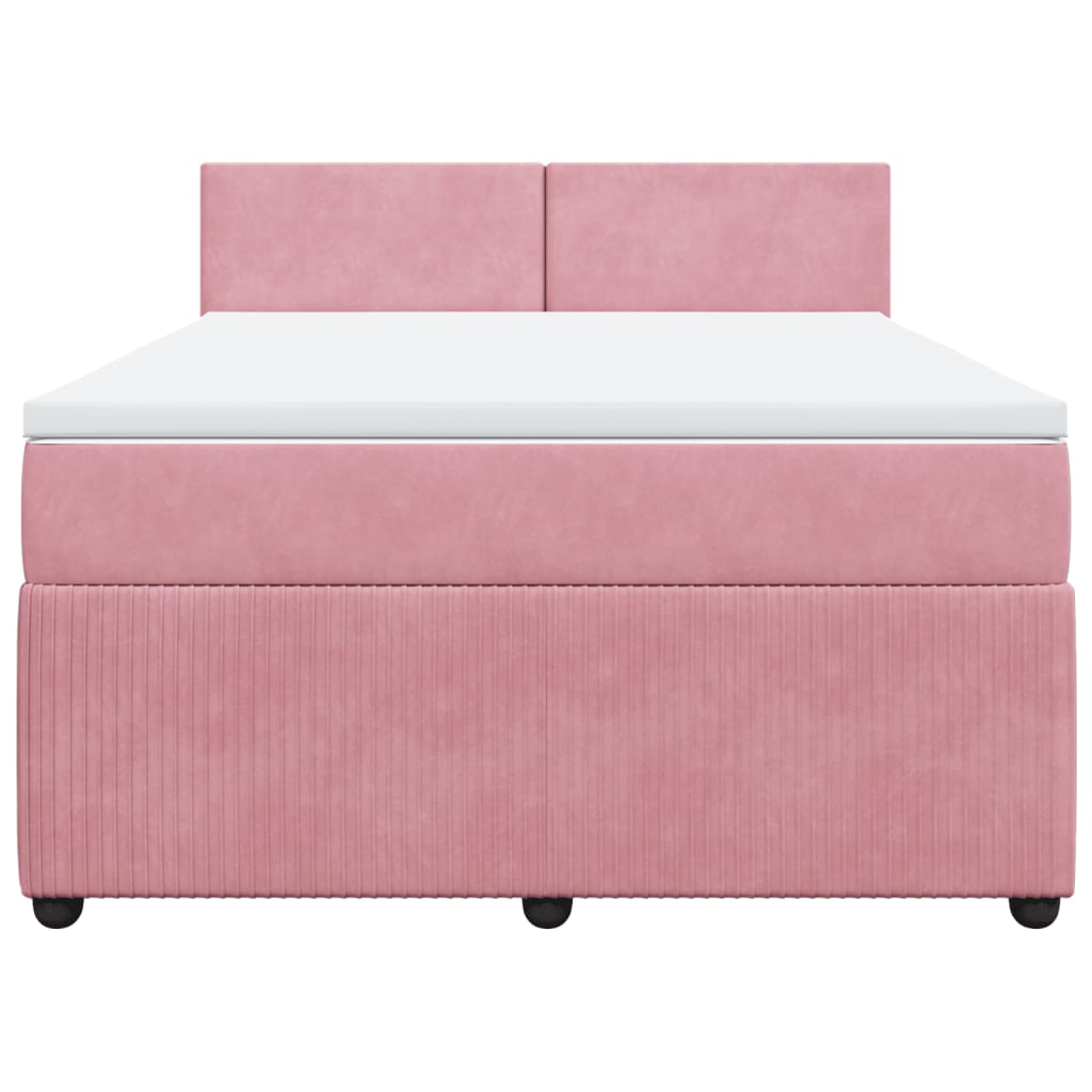 Boxspring met matras fluweel roze 160x200 cm