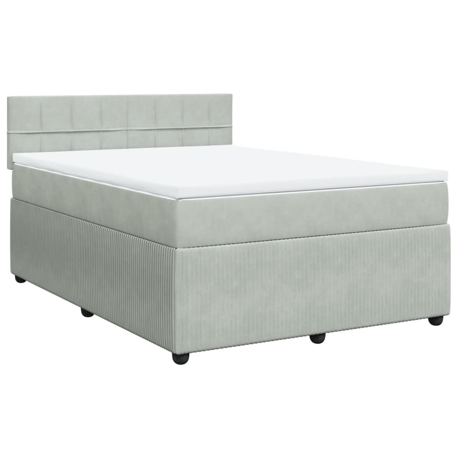 Boxspring met matras fluweel lichtgrijs 160x200 cm