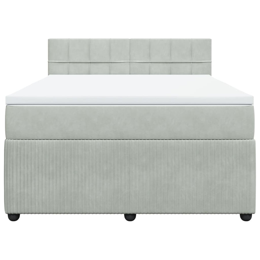 Boxspring met matras fluweel lichtgrijs 160x200 cm