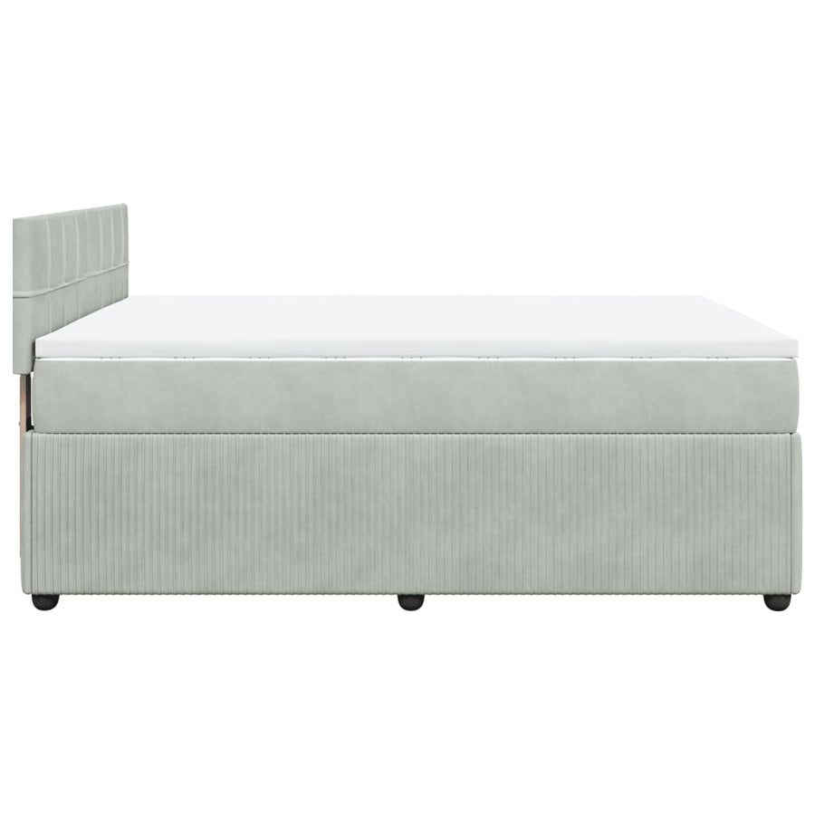 Boxspring met matras fluweel lichtgrijs 160x200 cm