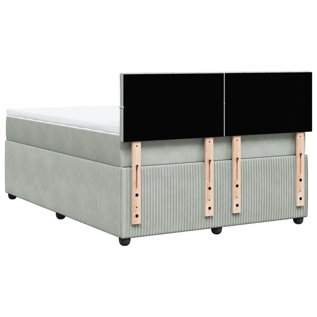 Boxspring met matras fluweel lichtgrijs 160x200 cm