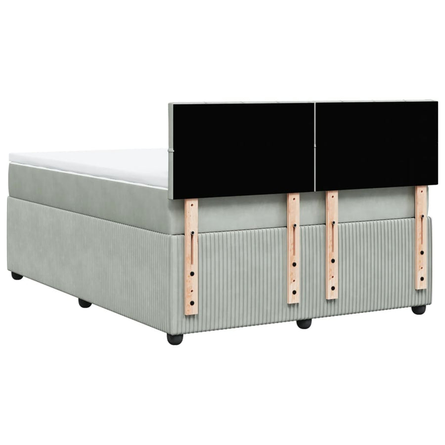 Boxspring met matras fluweel lichtgrijs 160x200 cm