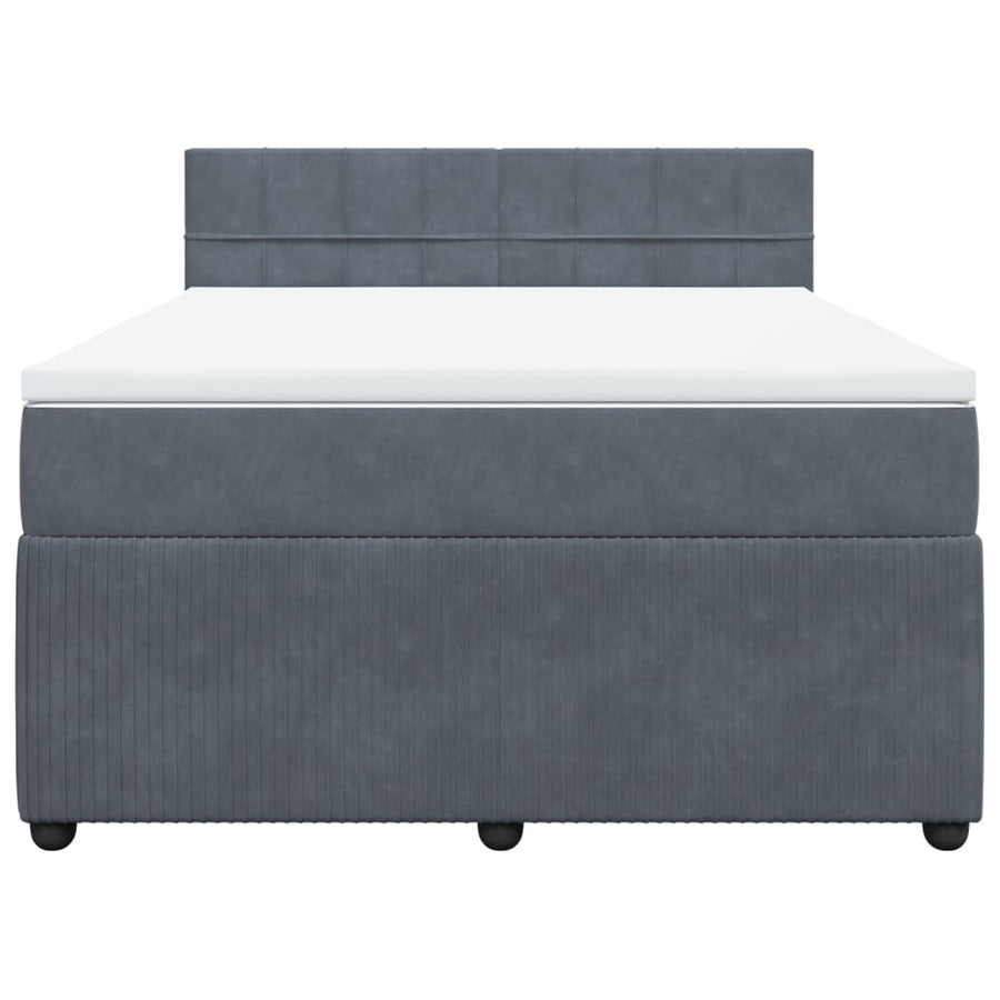 Boxspring met matras fluweel donkergrijs 160x200 cm