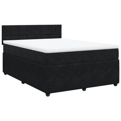 Boxspring met matras fluweel zwart 160x200 cm