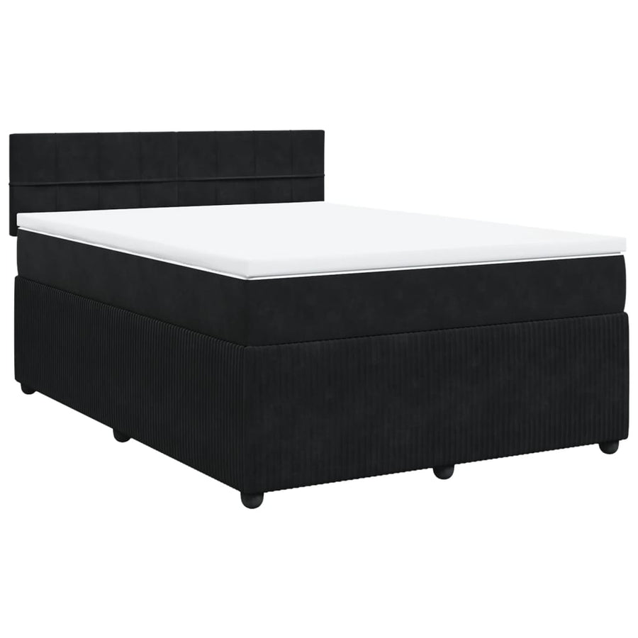 Boxspring met matras fluweel zwart 160x200 cm