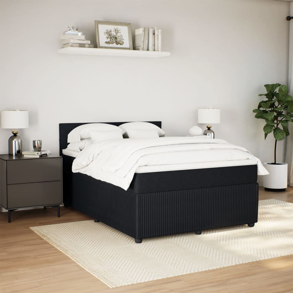 Boxspring met matras fluweel zwart 160x200 cm