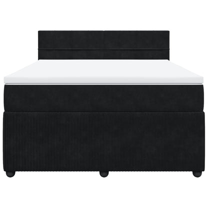 Boxspring met matras fluweel zwart 160x200 cm
