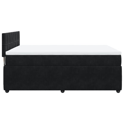 Boxspring met matras fluweel zwart 160x200 cm