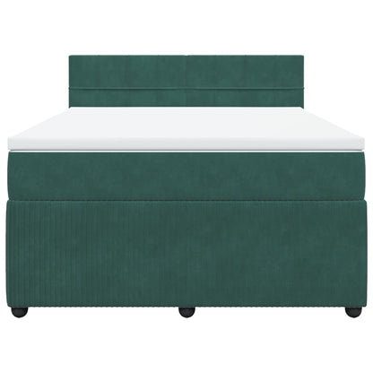 Boxspring met matras fluweel donkergroen 160x200 cm
