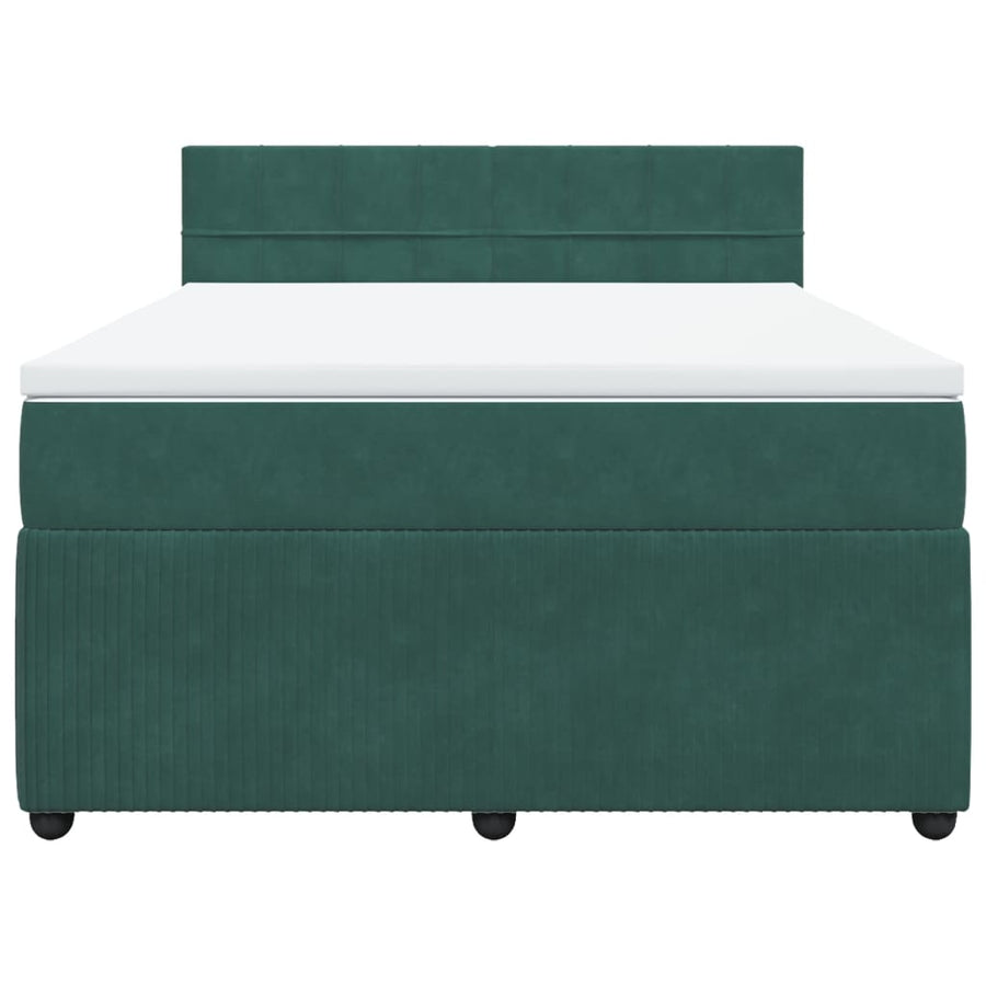 Boxspring met matras fluweel donkergroen 160x200 cm