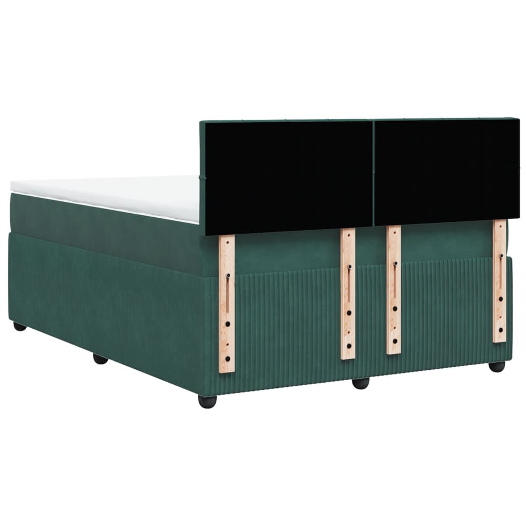 Boxspring met matras fluweel donkergroen 160x200 cm