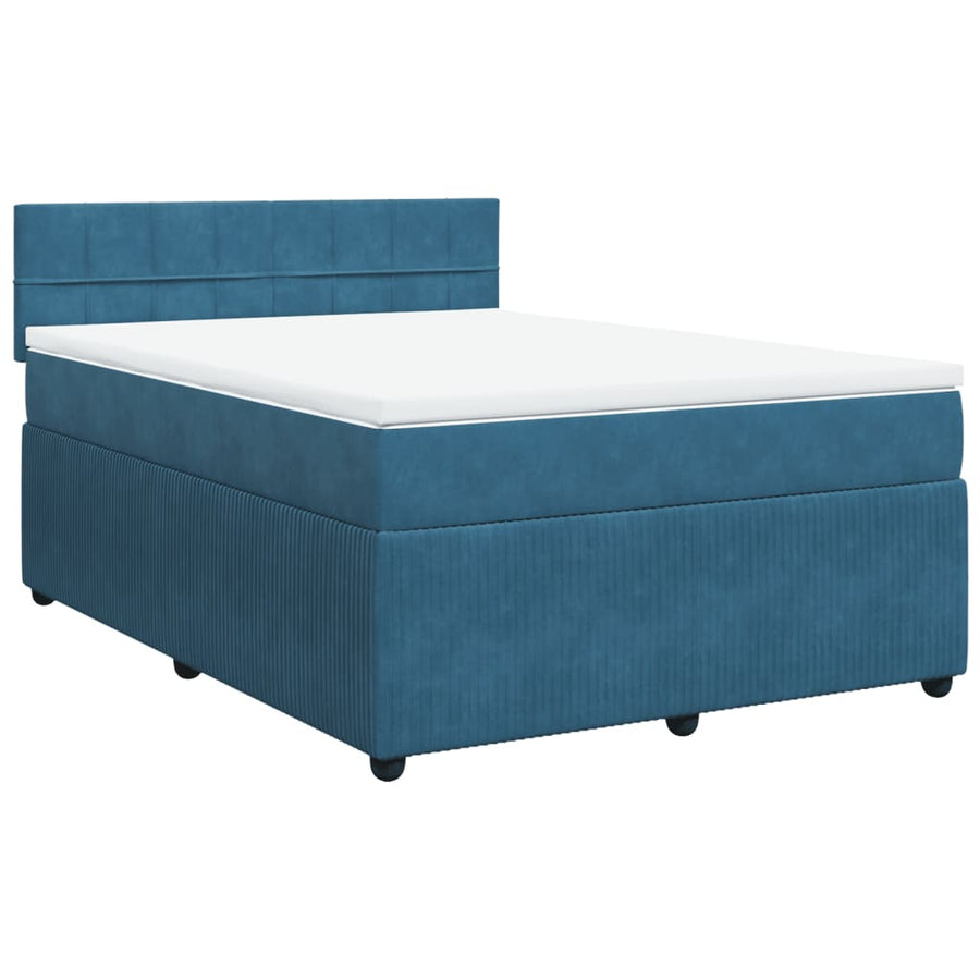 Boxspring met matras fluweel blauw 160x200 cm