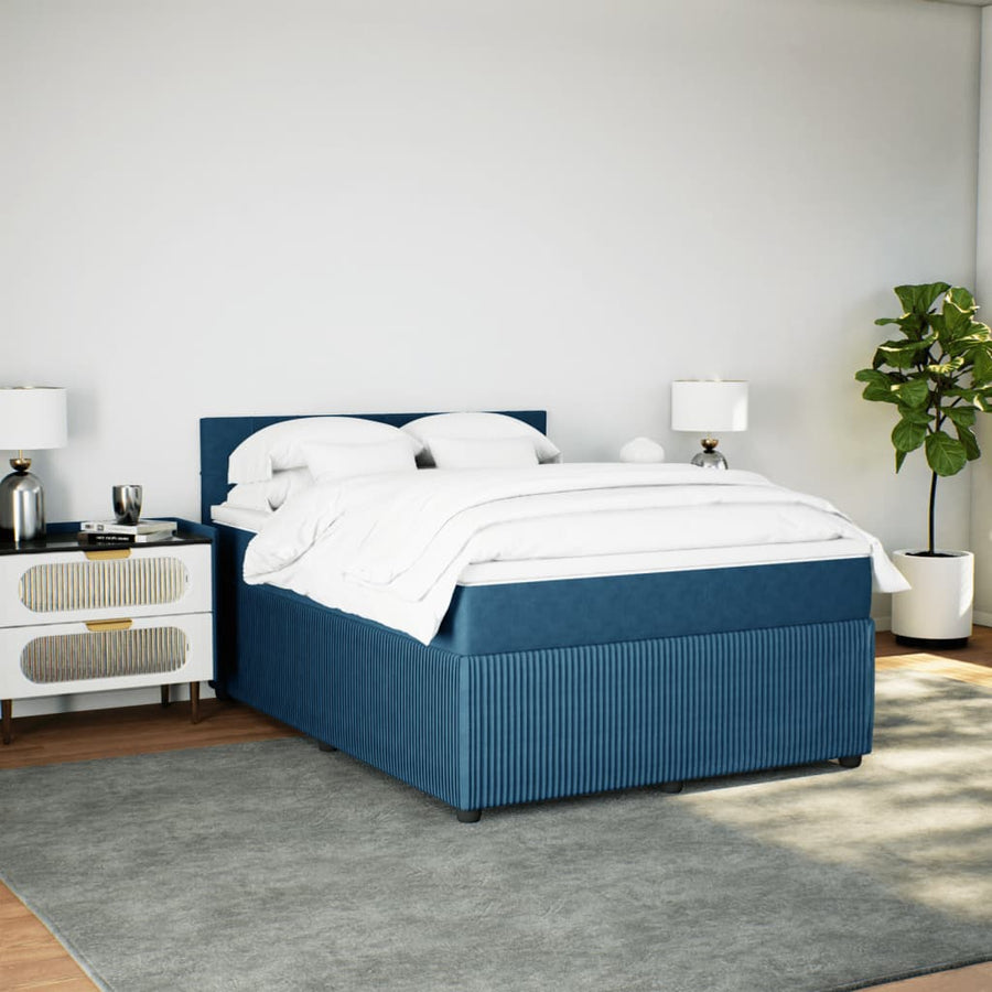 Boxspring met matras fluweel blauw 160x200 cm