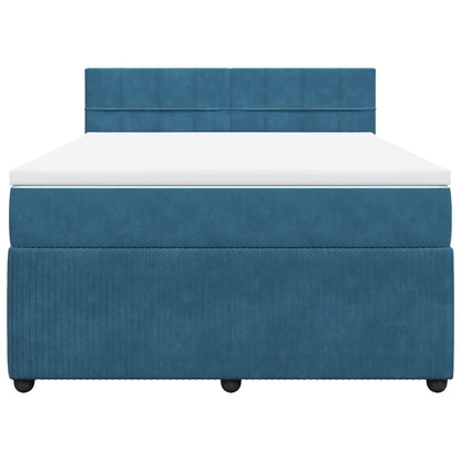 Boxspring met matras fluweel blauw 160x200 cm