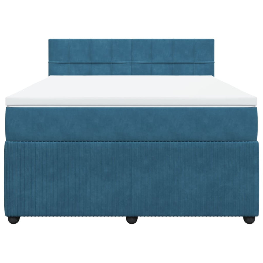 Boxspring met matras fluweel blauw 160x200 cm