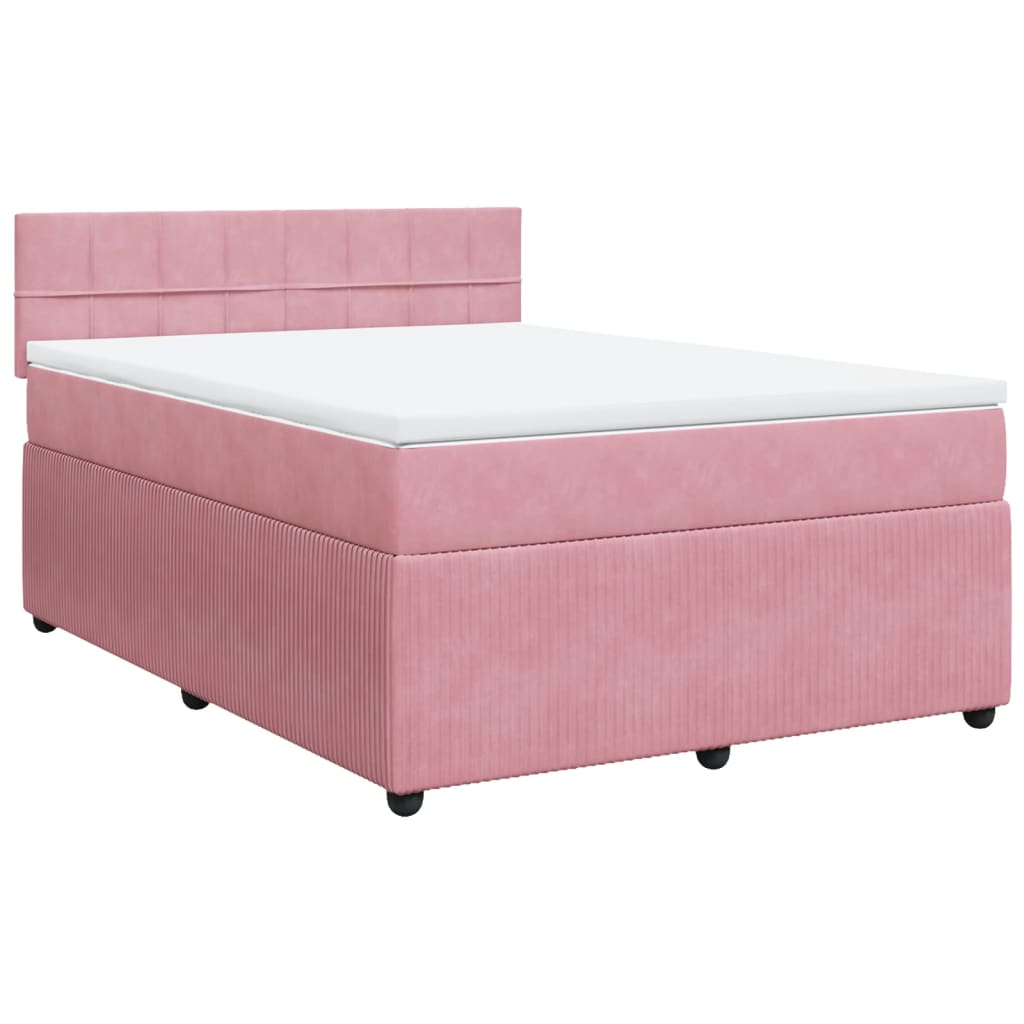 Boxspring met matras fluweel roze 160x200 cm