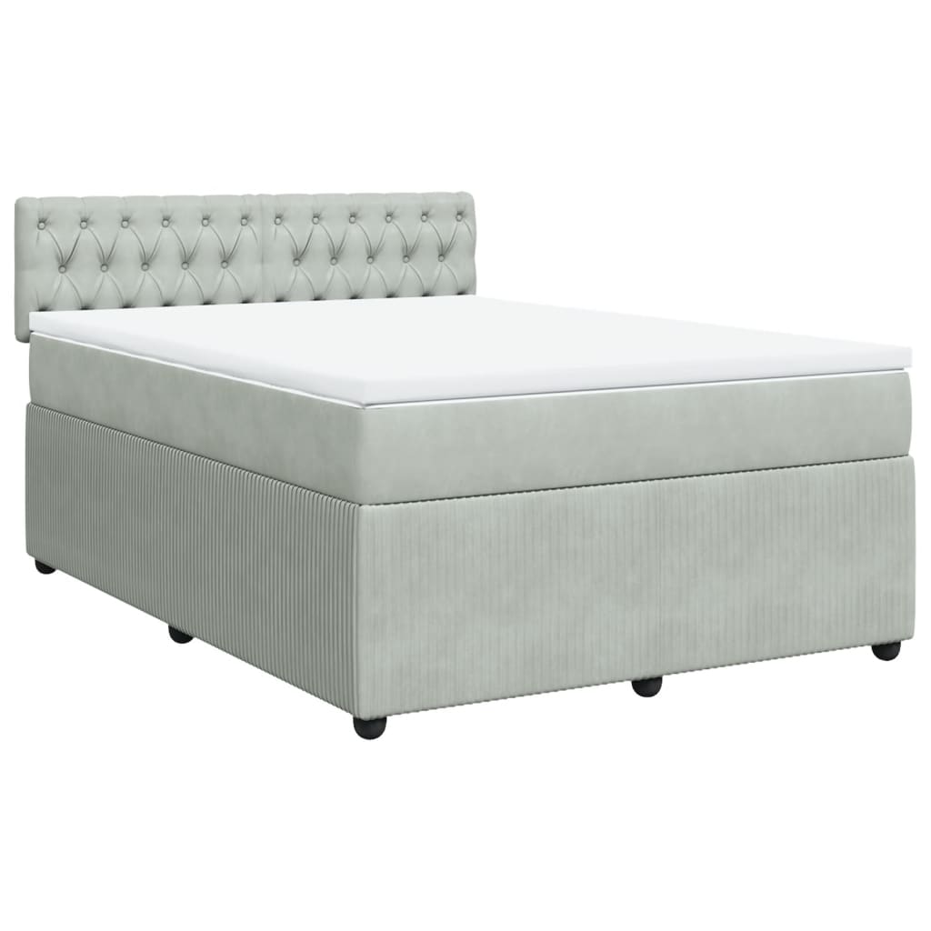 Boxspring met matras fluweel lichtgrijs 160x200 cm