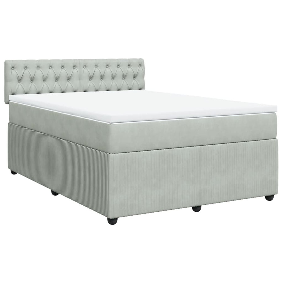 Boxspring met matras fluweel lichtgrijs 160x200 cm