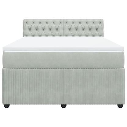 Boxspring met matras fluweel lichtgrijs 160x200 cm