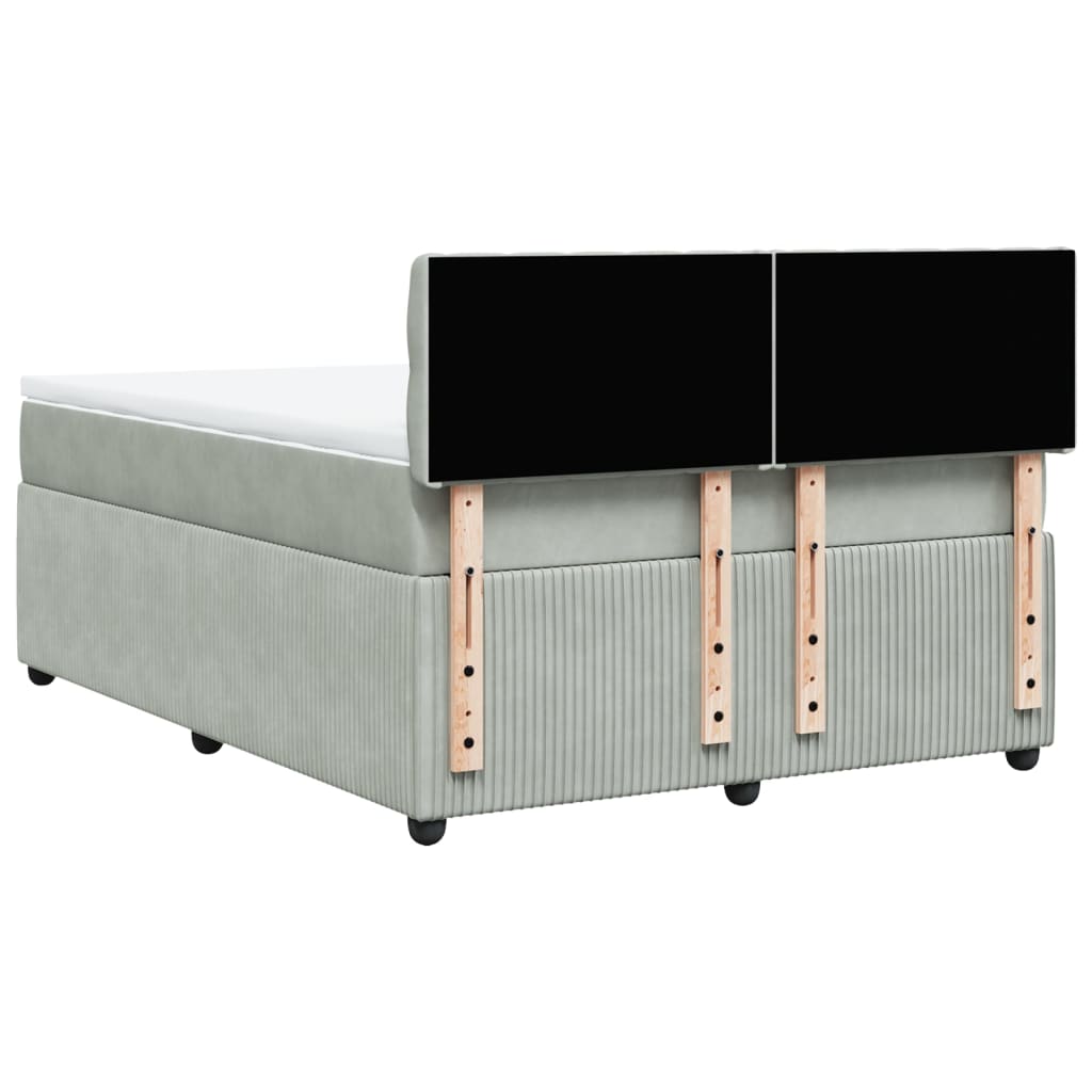 Boxspring met matras fluweel lichtgrijs 160x200 cm