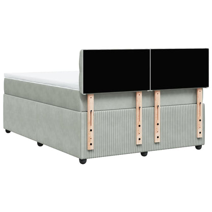Boxspring met matras fluweel lichtgrijs 160x200 cm