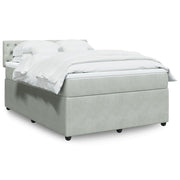 Box spring with velvet light gray mattress 160x200 cm