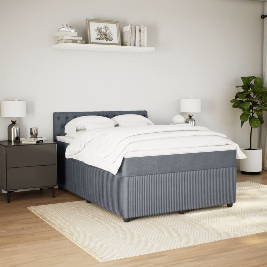 Boxspring met matras fluweel donkergrijs 160x200 cm