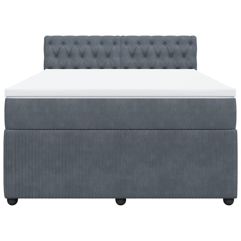 Boxspring met matras fluweel donkergrijs 160x200 cm