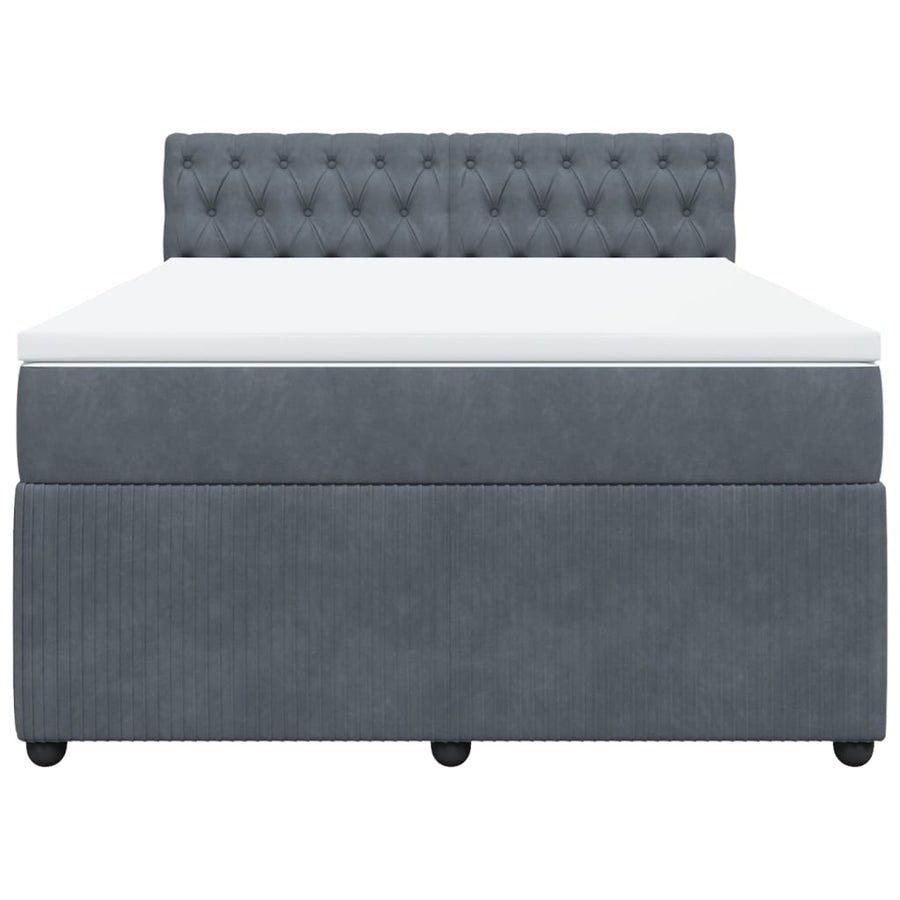 Boxspring met matras fluweel donkergrijs 160x200 cm